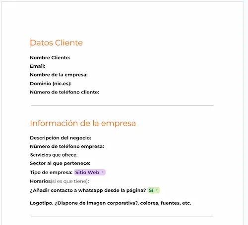 Imagen de como se ve el documento de primera reunión por dentro.