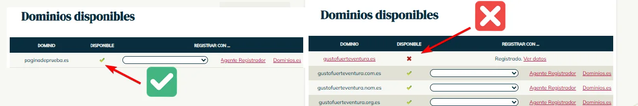 Imagen de la verificación de dominio realizada en dominios.es.