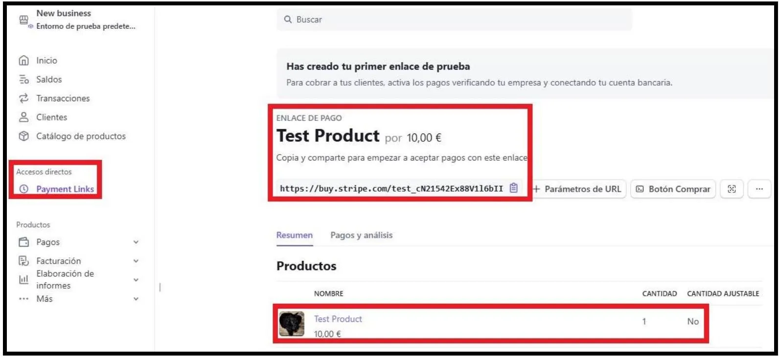 Imagen del dashboard de Stripe.