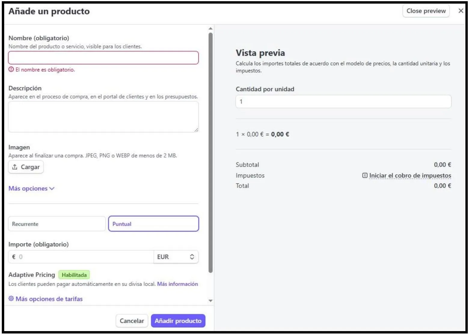 Imagen del dashboard de Stripe.