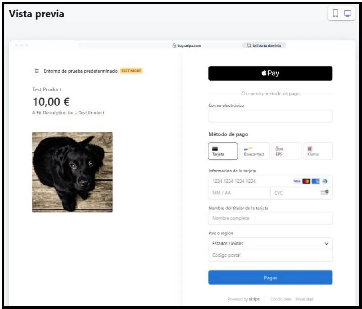 Imagen del dashboard de Stripe.
